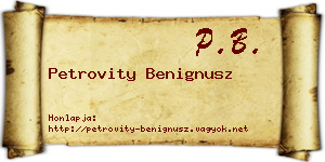 Petrovity Benignusz névjegykártya